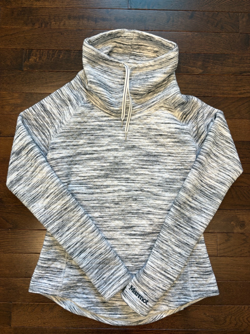Marmot Pullover Sweatshirt Women’s XS Gray Space Dye Funnel Neck Thumbholes